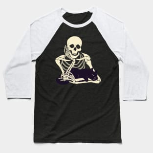 Cat and Skeleton Baseball T-Shirt